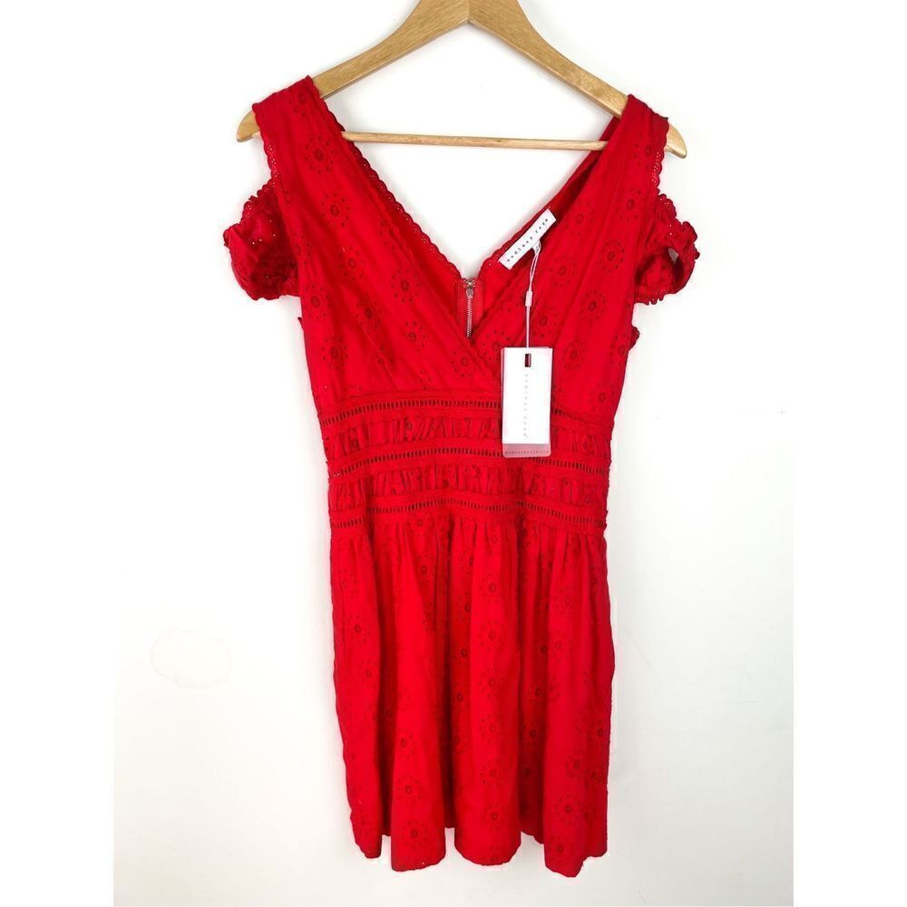 NWT Endless Rose Red Eyelet Off the Shoulder‎ Strap Dress